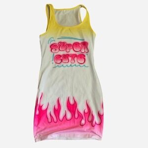 JUNIORS RETRO INSPIRED AIRBRUSH MINI DRESS SIZE XS